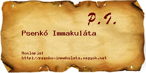 Psenkó Immakuláta névjegykártya